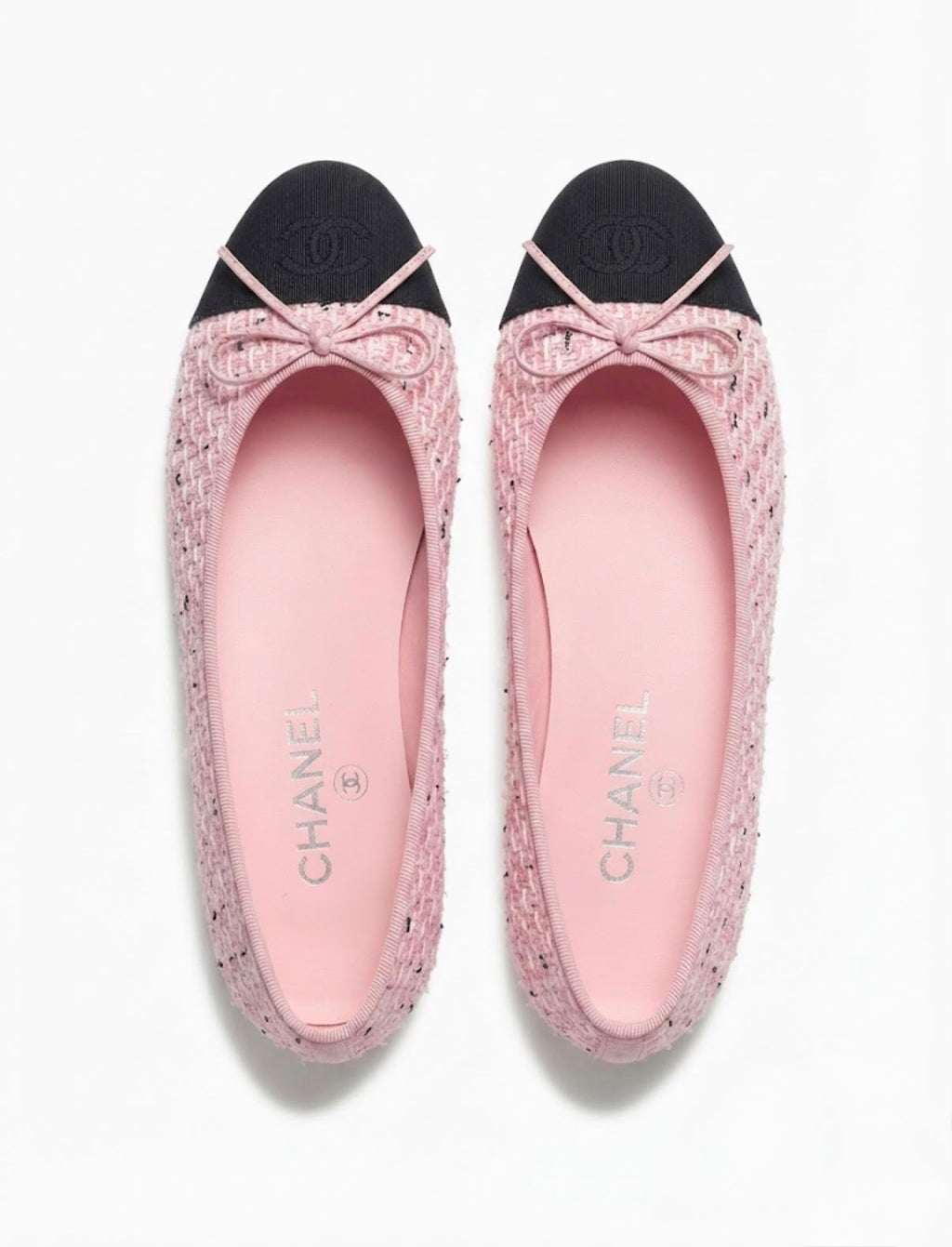 CHANEL TWEED CAP-TOE BALLET FLATS
