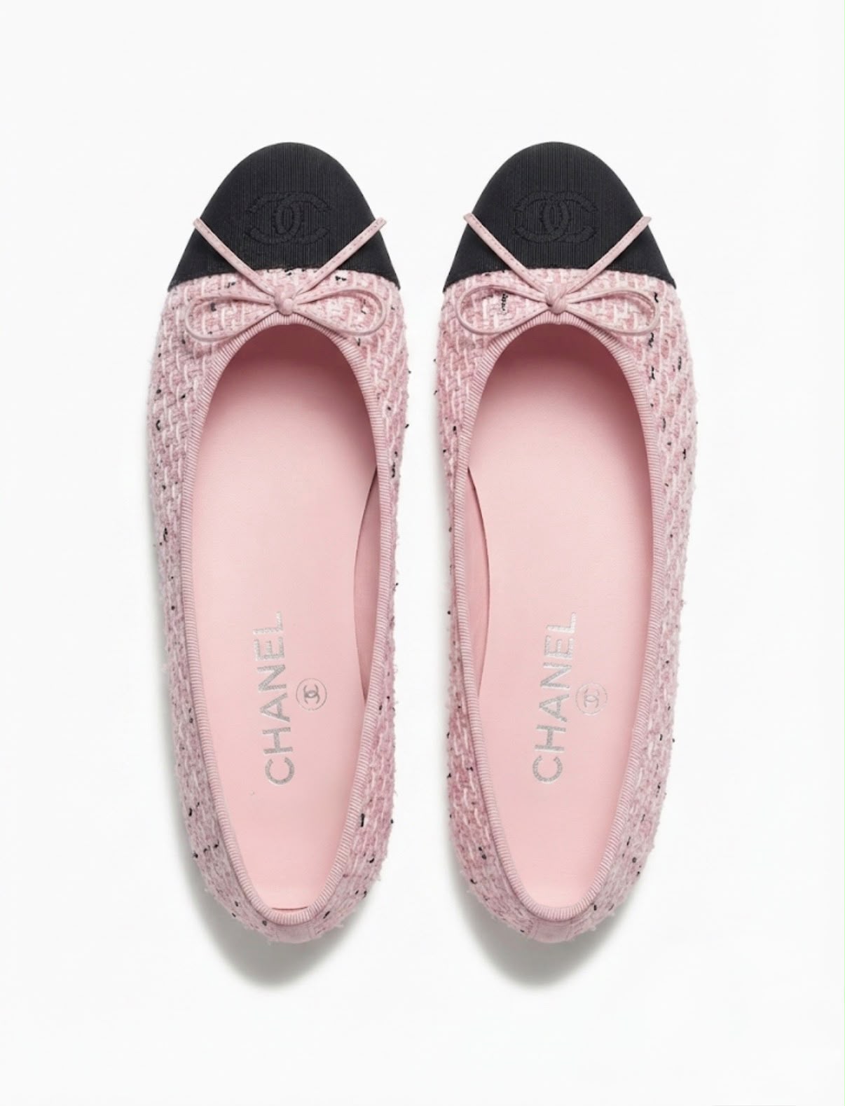 CHANEL TWEED CAP-TOE BALLET FLATS