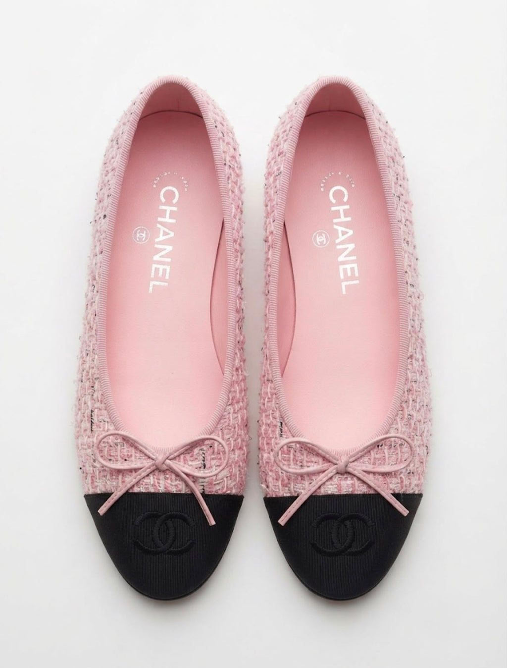CHANEL TWEED CAP-TOE BALLET FLATS